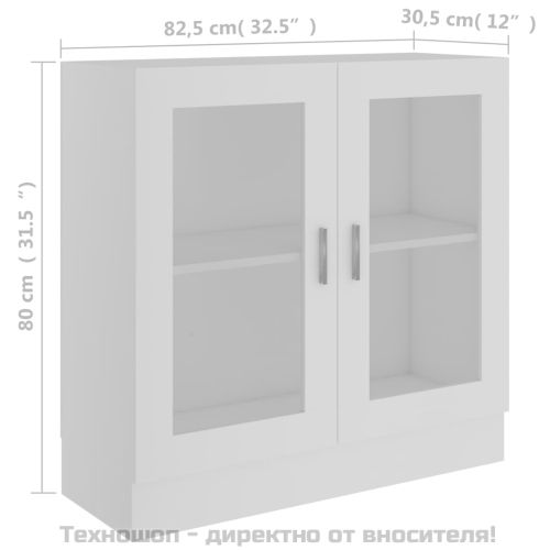 Шкаф витрина, бял, 82,5x30,5x80 см, ПДЧ