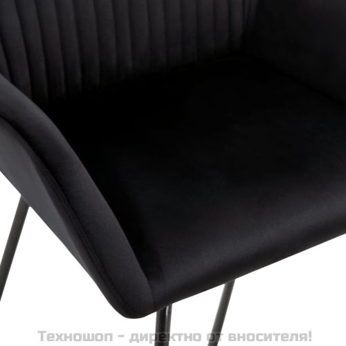 Трапезни столове, 2 бр, черни, кадифе
