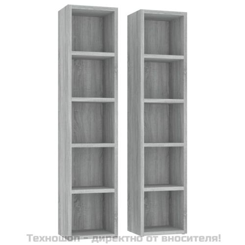 CD шкафове, 2 бр, Сив сонома, 21x16x93,5 см, инженерно дърво
