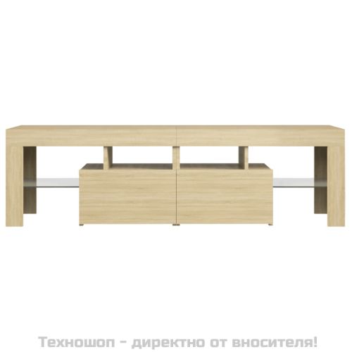 ТВ шкаф с LED осветление, сонома дъб, 140x36,5x40 см
