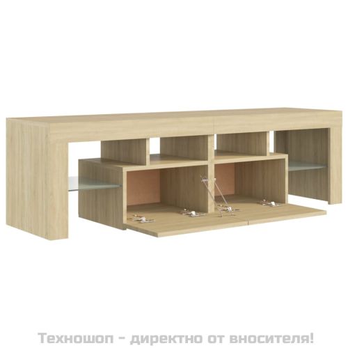ТВ шкаф с LED осветление, сонома дъб, 140x36,5x40 см
