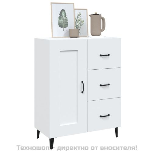 Сайдборд, бял, 69,5x34x90 см, инженерно дърво