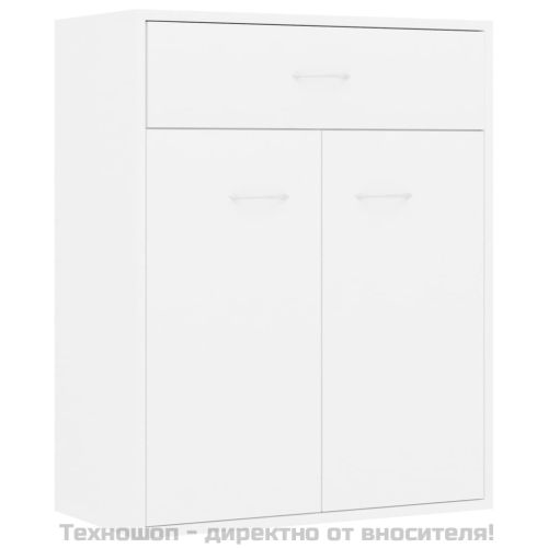 Сайдборд, бял, 60x30x75 см, инженерно дърво