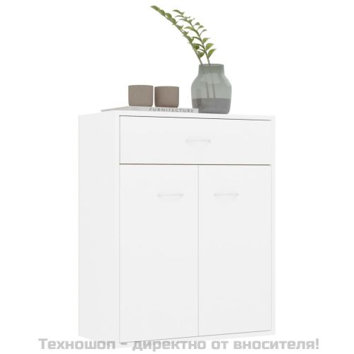 Сайдборд, бял, 60x30x75 см, инженерно дърво