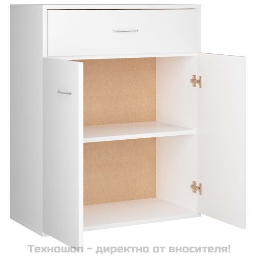 Сайдборд, бял, 60x30x75 см, инженерно дърво