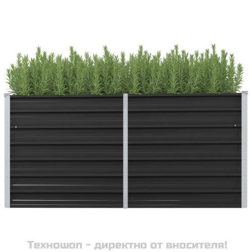 Градинска висока леха антрацит 160x40x77 см поцинкована стомана