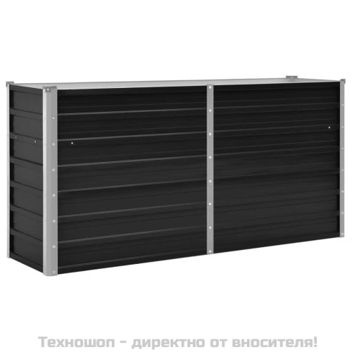 Градинска висока леха антрацит 160x40x77 см поцинкована стомана