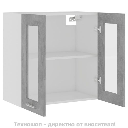 Висящ стъклен шкаф "Lyon", бетонно сив, 60x31x60 см, инженерно дърво