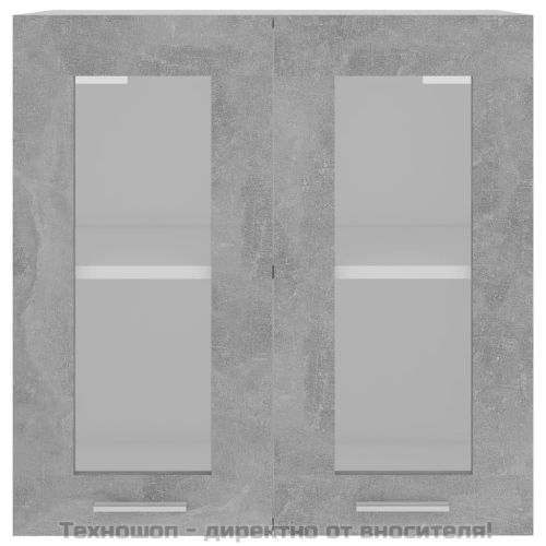 Висящ стъклен шкаф "Lyon", бетонно сив, 60x31x60 см, инженерно дърво