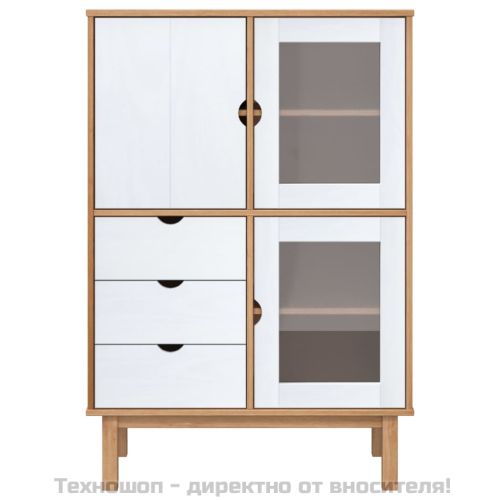 Висок шкаф OTTA, кафяво и бяло, 85x43x125 см, бор масив