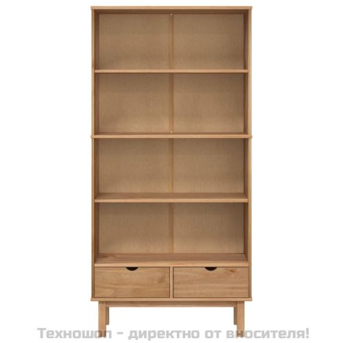 Библиотека OTTA с 2 чекмеджета, кафява, бор масив