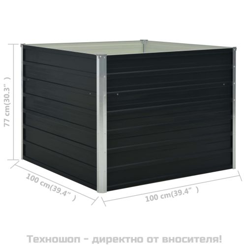 Повдигната леха, антрацит, 100x100x77 см, поцинкована стомана