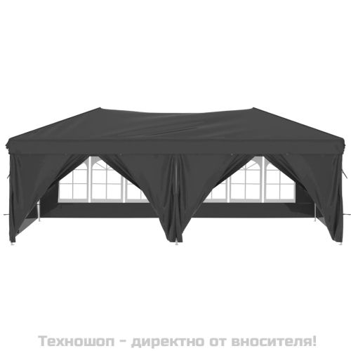 Сгъваема парти шатра със странични стени антрацит 3x6 м