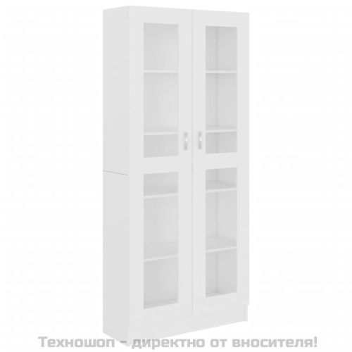 Шкаф витрина, бял, 82,5x30,5x185 см, инженерно дърво