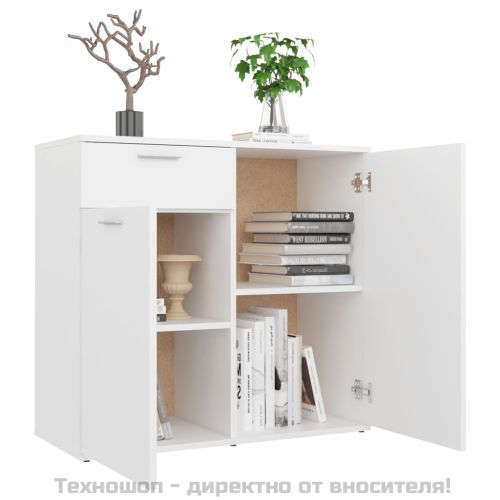 Бюфет, бял, 80x36x75 см, инженерно дърво