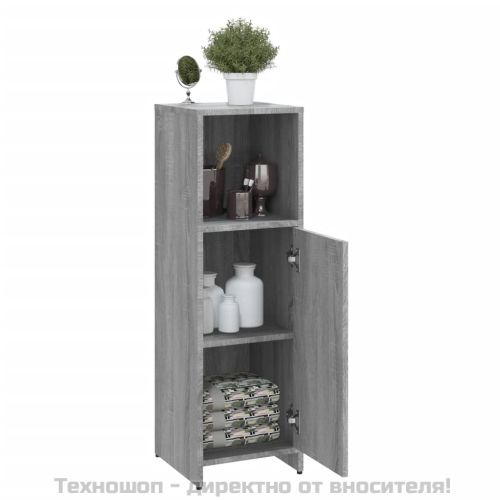 Шкаф за баня, сив сонома, 30x30x95 см, инженерно дърво