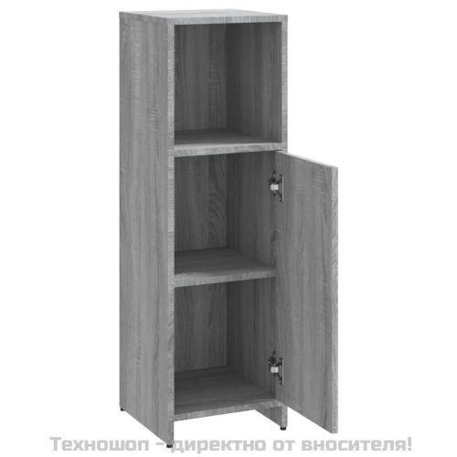 Шкаф за баня, сив сонома, 30x30x95 см, инженерно дърво