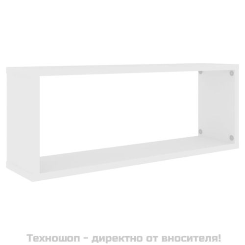 Стенни кубични рафтове, 2 бр, бели, 60x15x23см, инженерно дърво