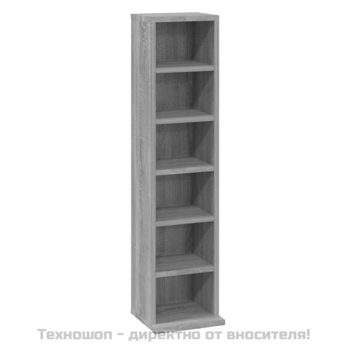 Етажерка за дискове, сив сонома, 21x20x88 см, инженерно дърво