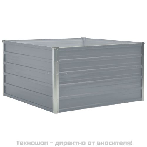 Повдигната леха, 100x100x45 см, поцинкована стомана, сива