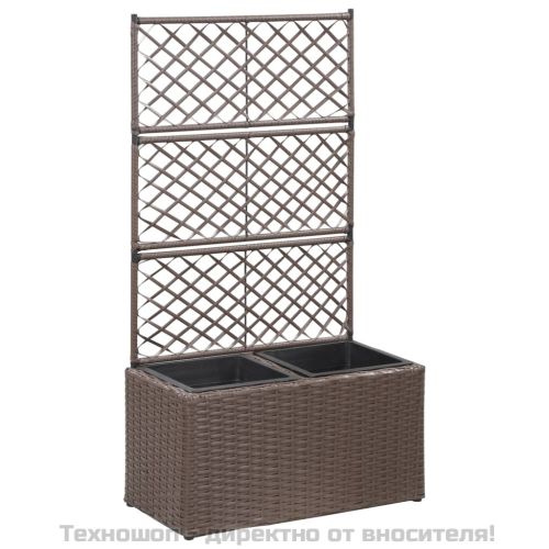 Пергола висока леха с 2 саксии, 58x30x107 см, полиратан, кафява