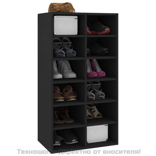 Етажерка за обувки, черна, 54x34x100,5 см, инженерно дърво