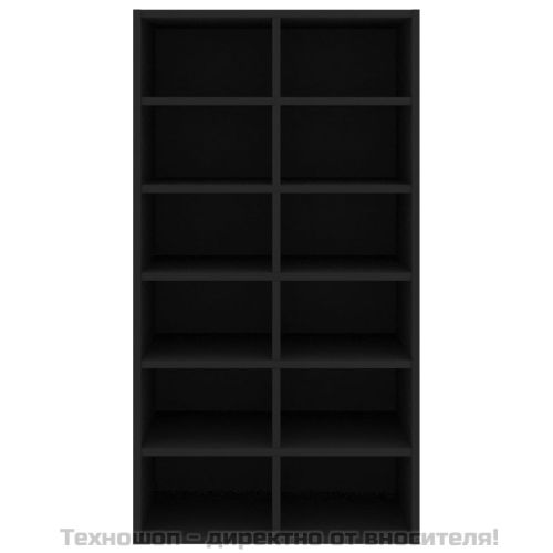 Етажерка за обувки, черна, 54x34x100,5 см, инженерно дърво