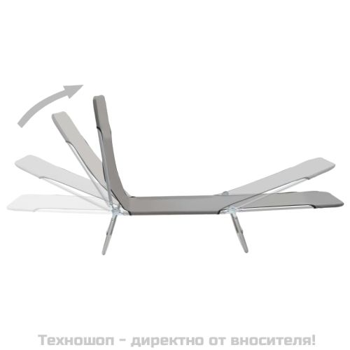 Сгъваеми шезлонги, 2 бр, стомана и текстил, сиви