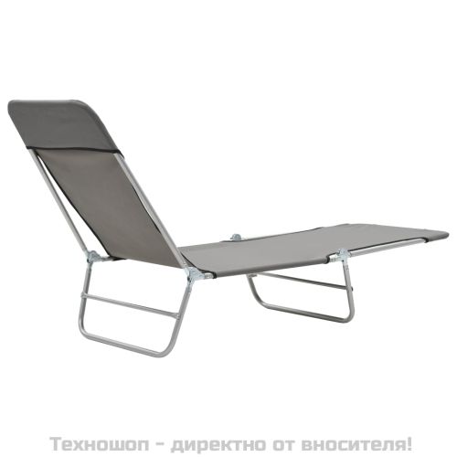 Сгъваеми шезлонги, 2 бр, стомана и текстил, сиви