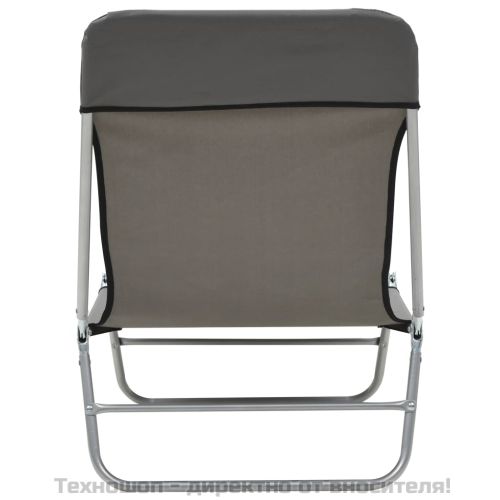 Сгъваеми шезлонги, 2 бр, стомана и текстил, сиви