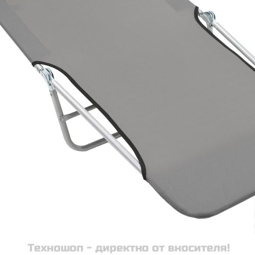 Сгъваеми шезлонги, 2 бр, стомана и текстил, сиви