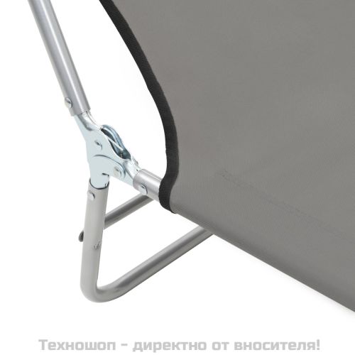Сгъваеми шезлонги, 2 бр, стомана и текстил, сиви