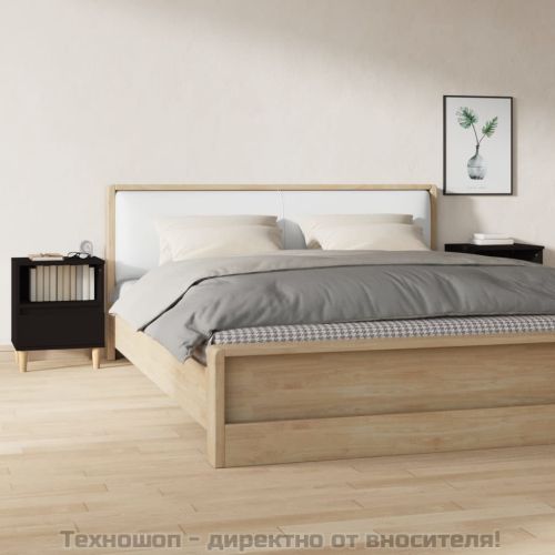 Нощни шкафчета, 2 бр, черен, 40x35x50 см