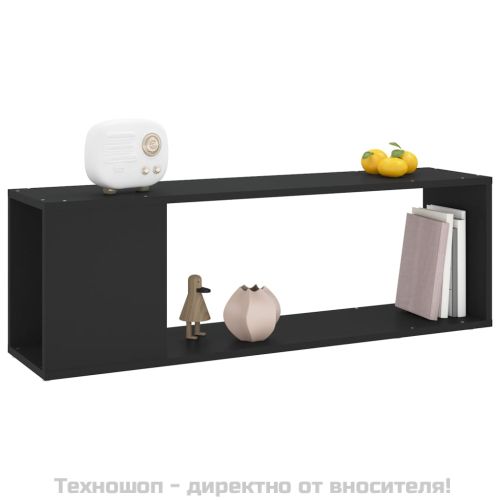 ТВ шкаф, черен, 100x24x32 см, инженерно дърво