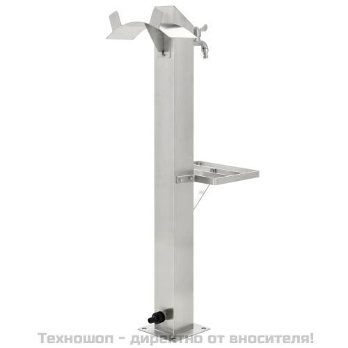 Градинска чешма, неръждаема стомана, квадратна колона, 95 см