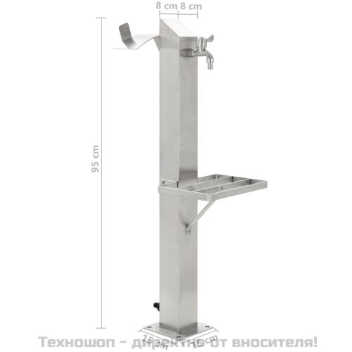 Градинска чешма, неръждаема стомана, квадратна колона, 95 см