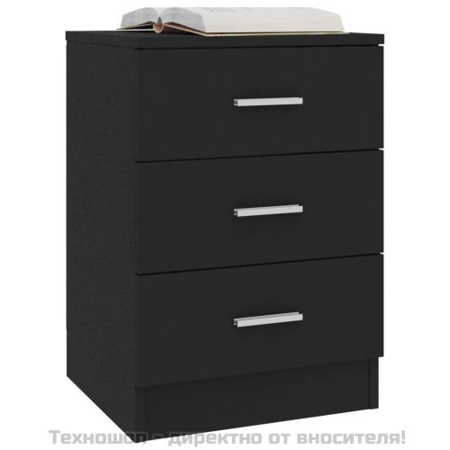 Нощни шкафчета, 2 бр, черни, 38x35x56 см, инженерно дърво