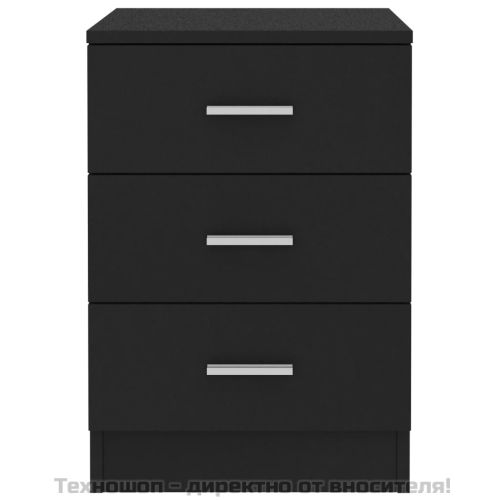 Нощни шкафчета, 2 бр, черни, 38x35x56 см, инженерно дърво