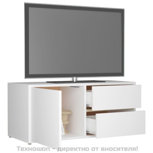 ТВ шкаф, бял, 80x34x36 см, инженерно дърво