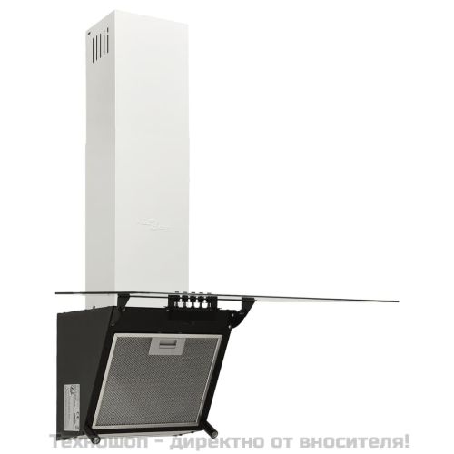 Стенен абсорбатор, 60 см, стомана и закалено стъкло, черен