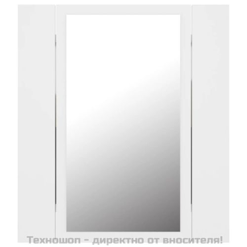 Шкаф с LED огледало за баня, бял, 40x12x45 см, акрил