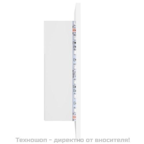 Шкаф с LED огледало за баня, бял, 40x12x45 см, акрил