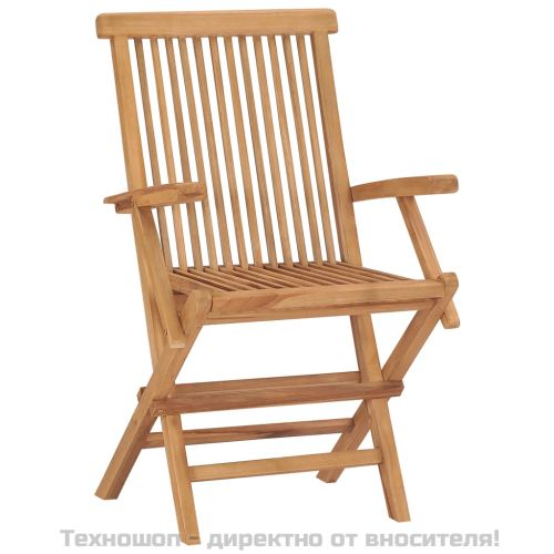 Сгъваеми градински столове, 2 бр, тиково дърво масив