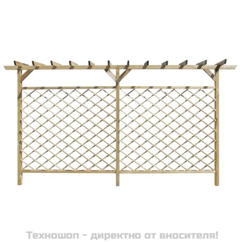 Градинска решетъчна ограда с покрив-пергола, дърво