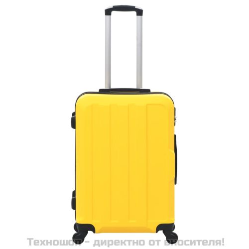 Комплект твърди куфари с колелца, 3 бр, жълти, ABS