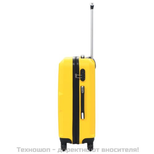 Комплект твърди куфари с колелца, 3 бр, жълти, ABS