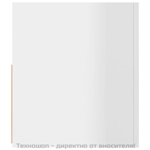 ТВ шкаф с LED осветление, бял гланц, 90x35x40 см