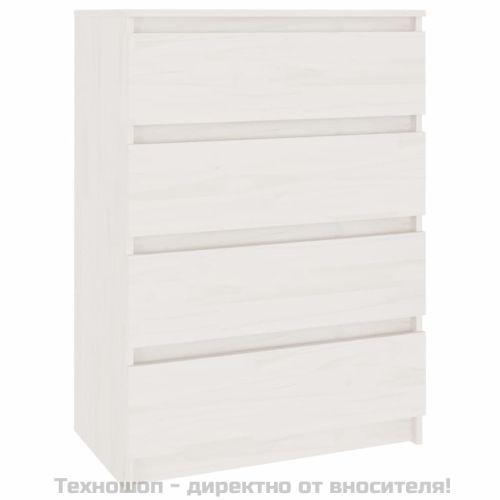 Страничен шкаф, бял, 60x36x84 см, борово дърво масив