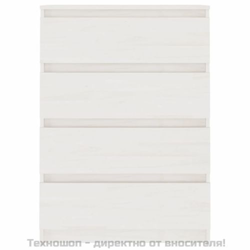 Страничен шкаф, бял, 60x36x84 см, борово дърво масив