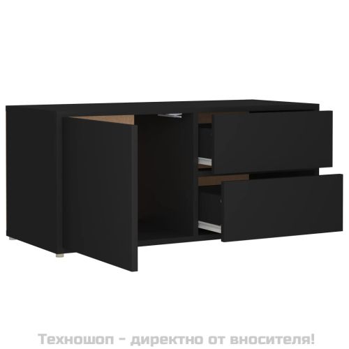 ТВ шкаф, черен, 80x34x36 см, инженерно дърво